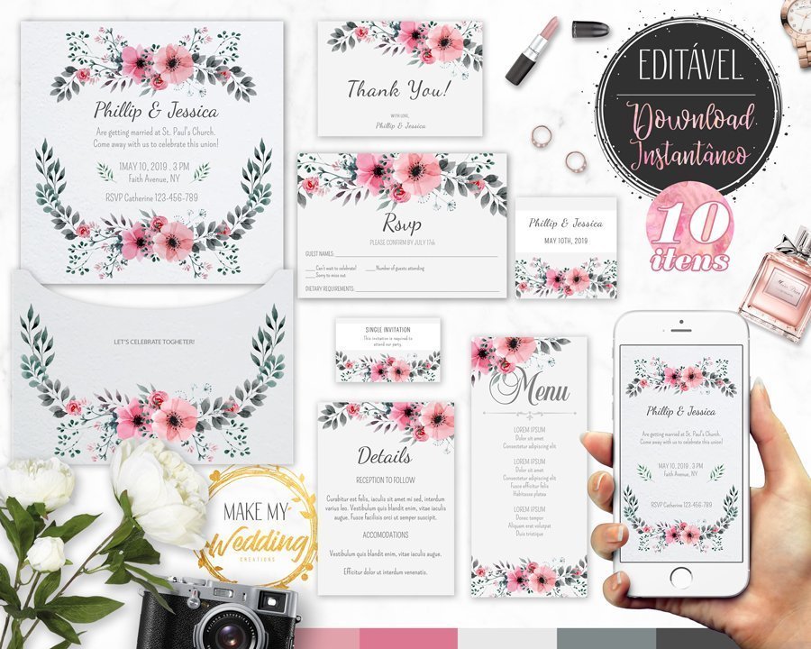 Featured image of post Editavel Convite Casamento Floral Guia de empresas de convites de casamento